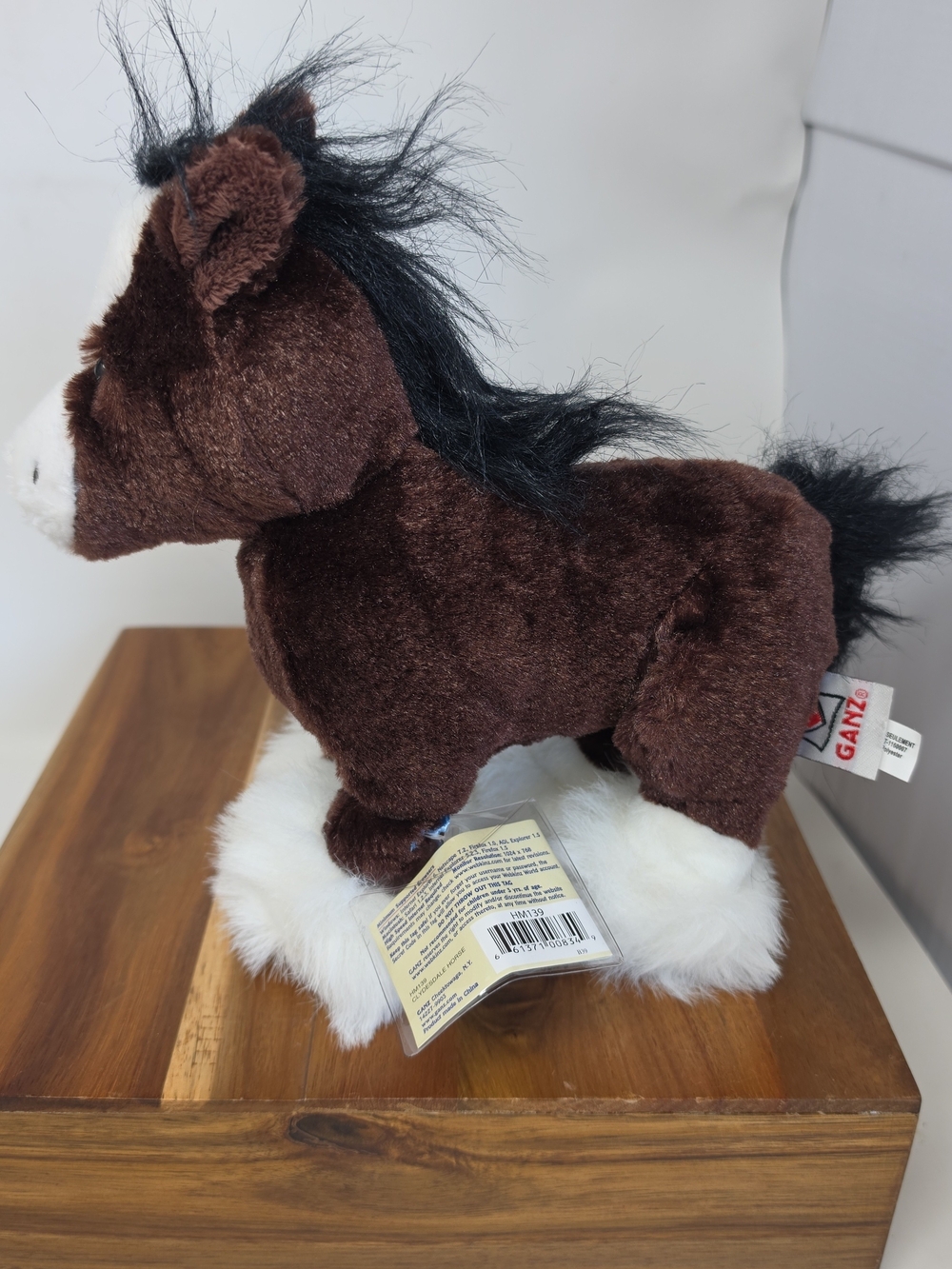 GANZ Brown Plush Horse with White Hooves and Mane Tag
